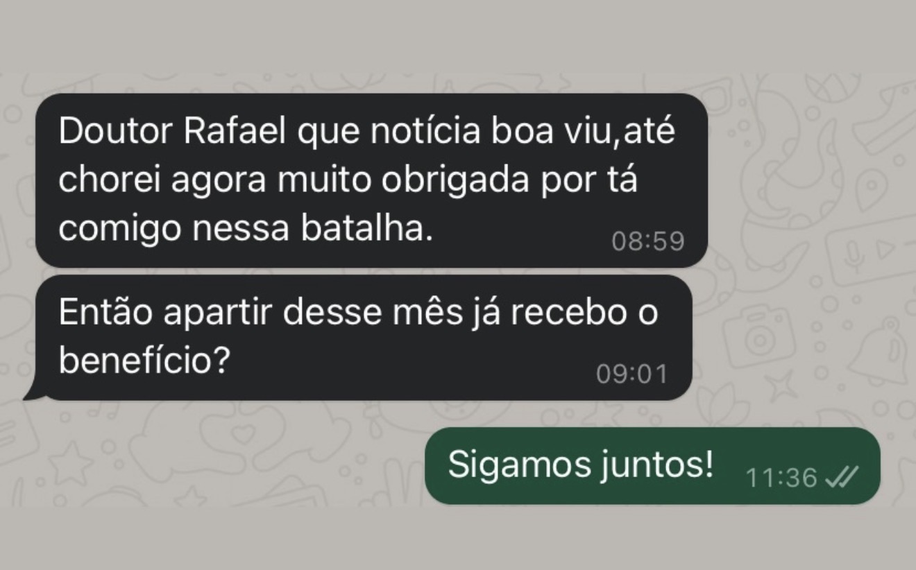 Depoimento de cliente via WhatsApp