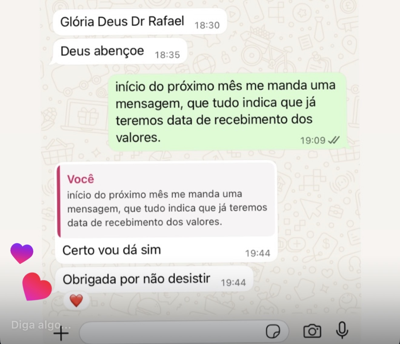 Depoimento de cliente via WhatsApp