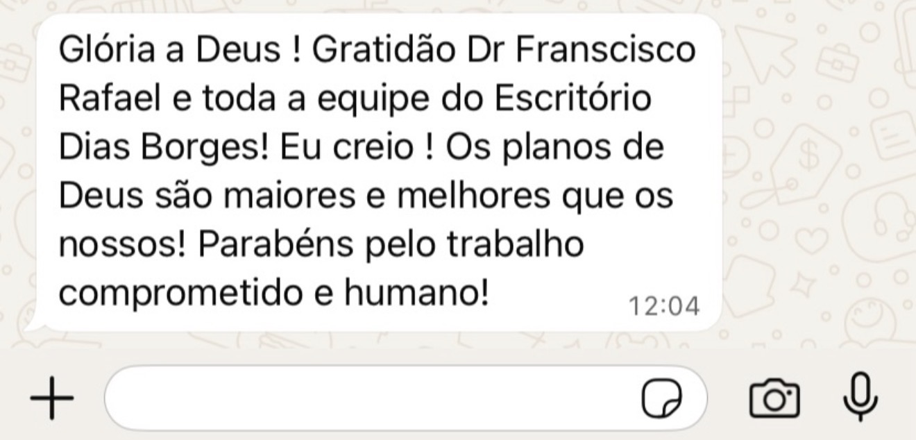 Depoimento de cliente via WhatsApp