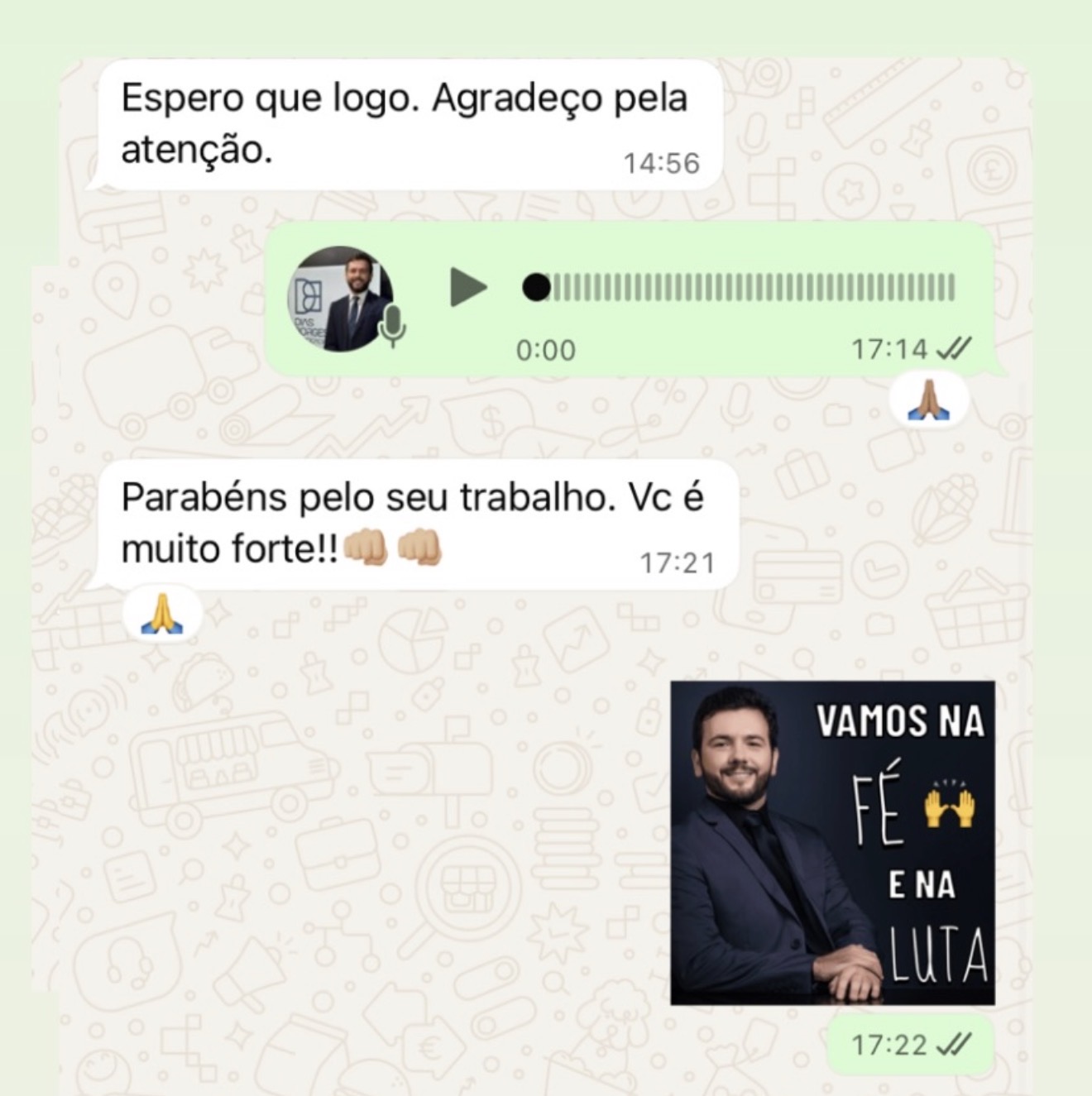 Depoimento de cliente via WhatsApp
